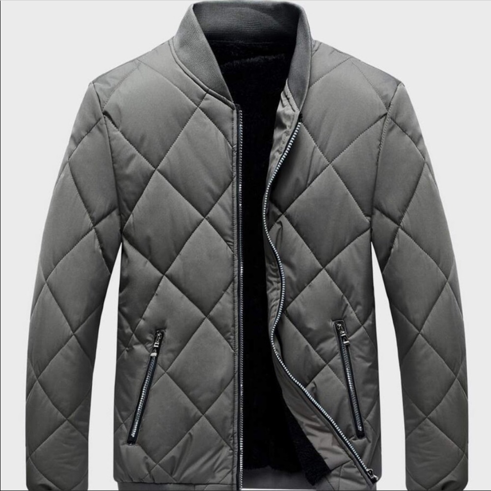 Mens padded quilted zip up bomber jacket - Picture 5 of 10